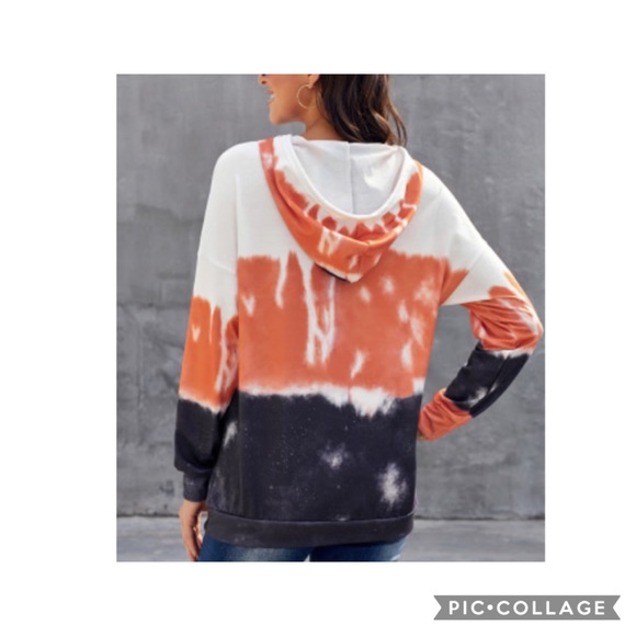 Sweaters - Sz L♠️ Peaches & Denim Tie Dye Gradient Hoodie New